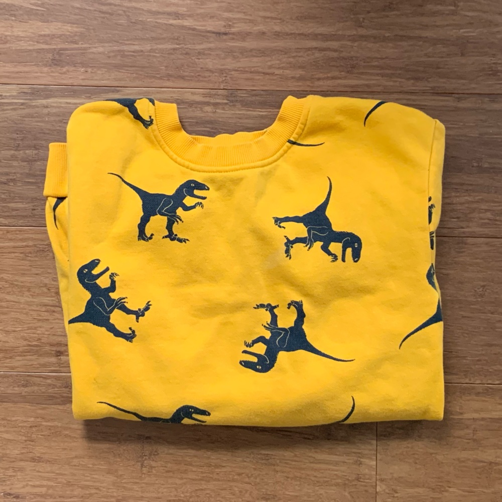 H&M Velociraptor mustard yellow sweatshirt, boys size 8/10